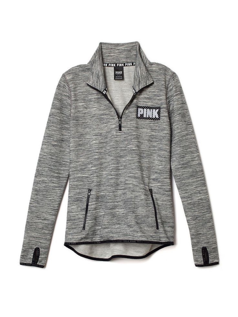 Victoria's Secret PINK Reflective Logo Trim 1/4 Zip Pullover Sweatshirt Small